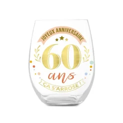 VERRE ROND TRANSPARENT ANNIVERSAIRE 60ANS