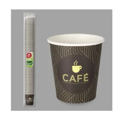 100 VERRES CAFÉ CARTON BIODÉGRADABLE MARRON 200CC