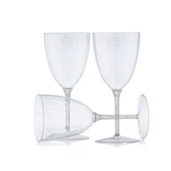 8 VERRES À VIN LUXE 200ML - PAILLETÉ ARGENT