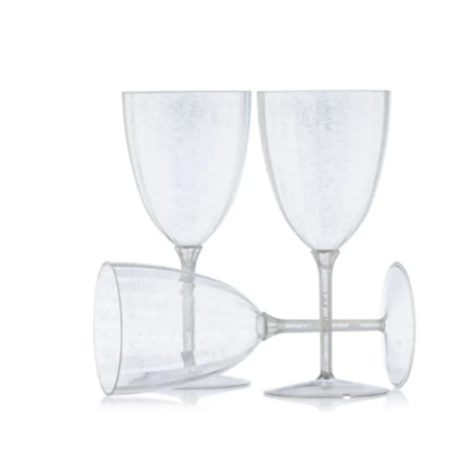 8 VERRES À VIN LUXE 200ML - PAILLETÉ ARGENT