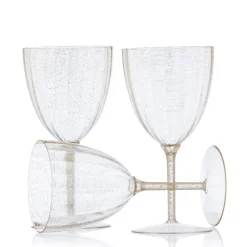 8 VERRES À VIN LUXE 200ML - PAILLETÉ OR