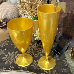 6 VERRES À VIN RÉUTILISABLES 15CL OR