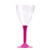 10 VERRES À VIN RÉUTILISABLES 16CL PIED FUCHSIA