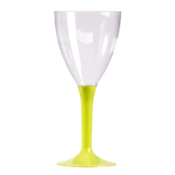 10 VERRES À VIN RÉUTILISABLES 16CL PIED VERT ANIS