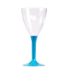 10 VERRES À VIN RÉUTILISABLES 16CL PIED BLEU TURQUOISE