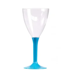 10 VERRES À VIN RÉUTILISABLES 16CL PIED BLEU TURQUOISE