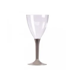 10 VERRES À VIN RÉUTILISABLES 16CL PIED TAUPE