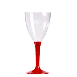 10 VERRES À VIN RÉUTILISABLES 16CL PIED ROUGE
