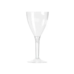 10 VERRES À VIN RÉUTILISABLES 16CL PIED TRANSPARENT