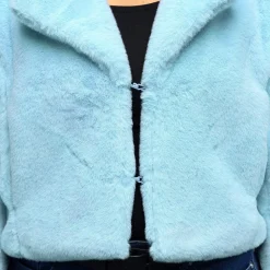 VESTE FLUFFY PELUCHE BLEU CLAIR FEMME