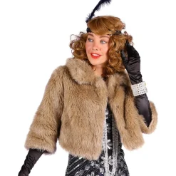 VESTE IMITATION FOURRURE CHARLESTON BRUN FEMME