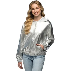 VESTE STREETWEAR FESTIVAL ARGENT MÉTAL FEMME