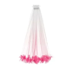 VOILE À FRANGES TULLE OMBRÉE 69CM ROSE