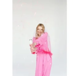 VOILE À FRANGES TULLE OMBRÉE 69CM ROSE