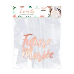 VOILE FUTURE MARIÉE POLYESTER EVJF OR ROSE ADULTE
