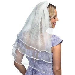 VOILE MARIÉE BLANC PEIGNE CHEVEUX EVJF FEMME